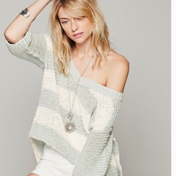 Free People Park Slope stripe sweater M - Picture 2 of 3